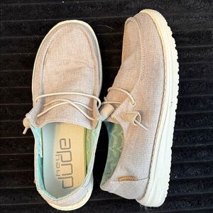 Hey Dude Woman’s Wally  Linen Casual Shoes - Light Beige